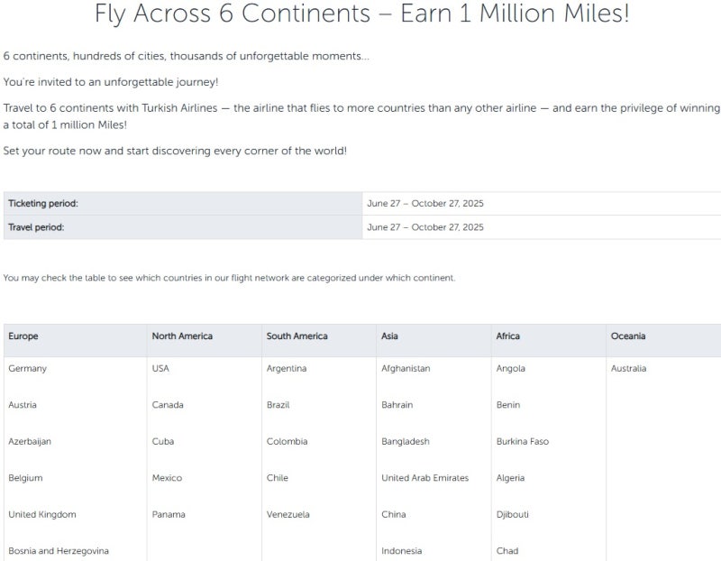 터키항공 100만 마일 챌린지